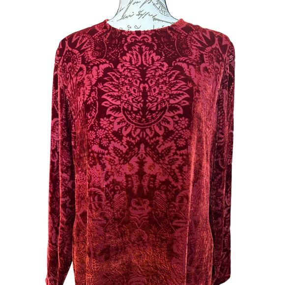 Linda Allard Ellen Tracy Dresses & Skirts - Linda Allard Ellen Tracy Red Silk Blend Burnout Velvet Cocktail Dress Size 12